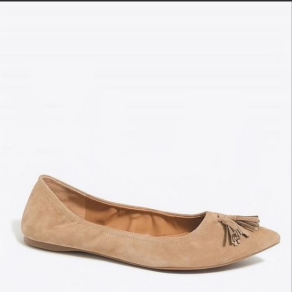 J Crew Suede Tassel Stretch Flats